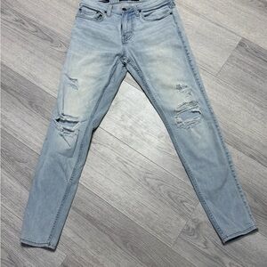 Hollister Super Skinny Advanced Stretch Light Blue Distressed Jeans 28x30